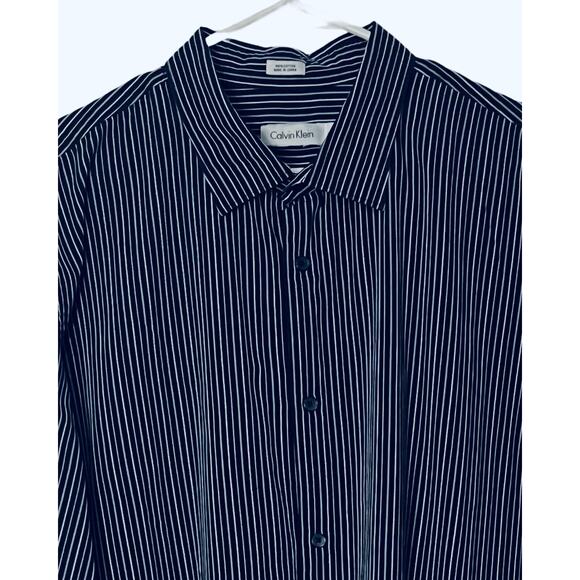 CALVIN KLEIN Mens Long Sleeve Shirt Size XXL Blue Button Up Dress Shirt Cotton - Picture 3 of 8